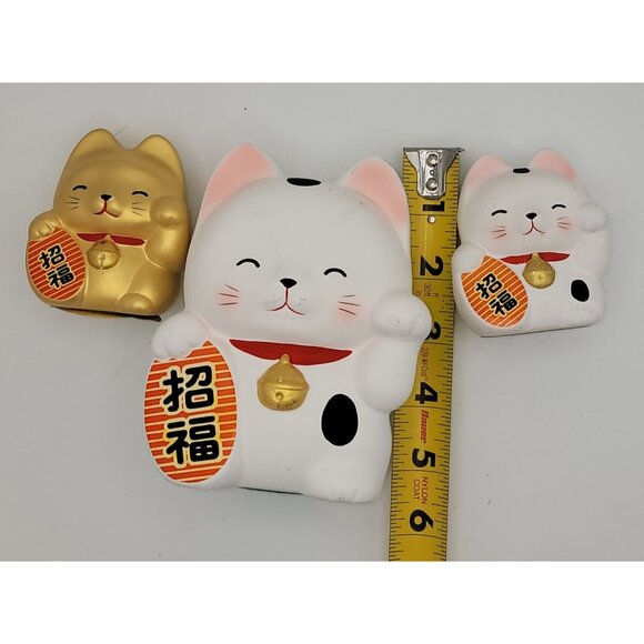 Set Of 3 Maneki Neko Lucky Cat Coin Banks - Picture 8 of 9